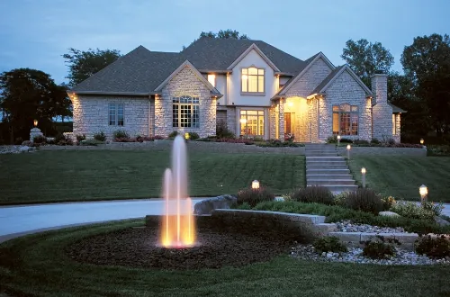 Luxury Traditional home at dusk