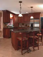 Kitchen with cherry wood furniture