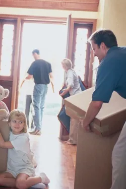 family packing to move