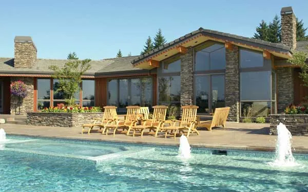 swimming pool with fountains