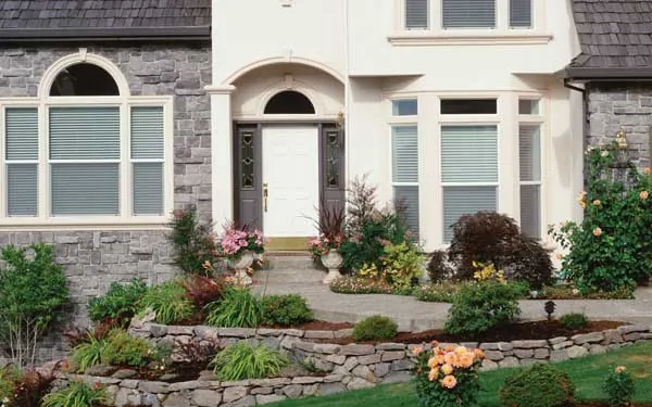 closeup of luxury home with nice landscaping