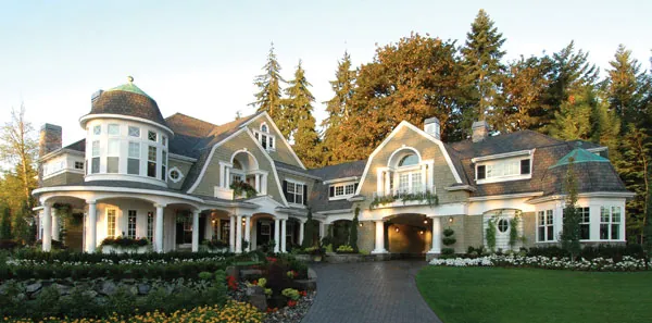 Luxury home with large windows boxes on the front